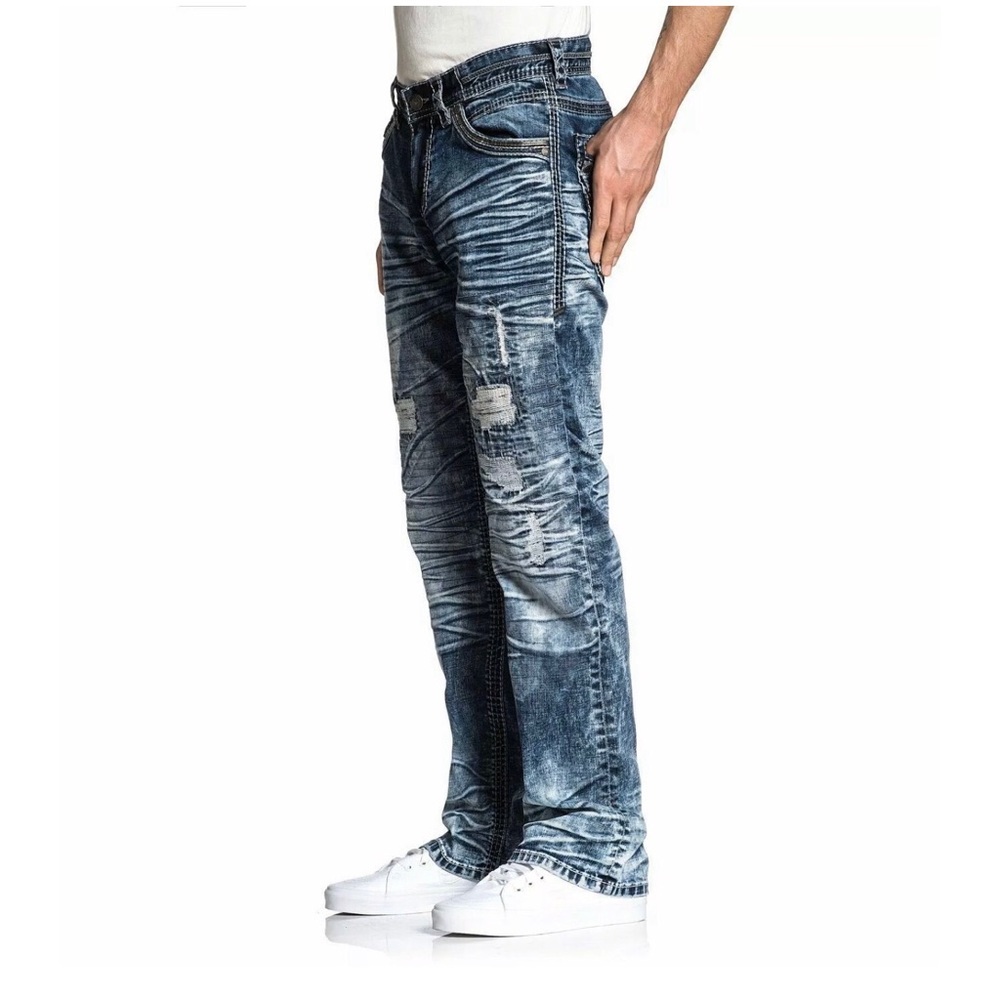 AFFLICTION Men Denim Jeans BLAKE FLEUR QUINCY Embr - Picture 8 of 9